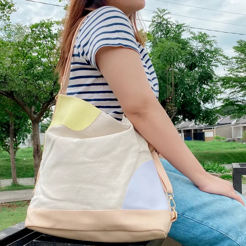 RAKAMIR -Tote Bag Wanita Terbaru - Tote Bag Wanita Korea - Selempang Bahu Murah Kanvas Hitam Totebag 3