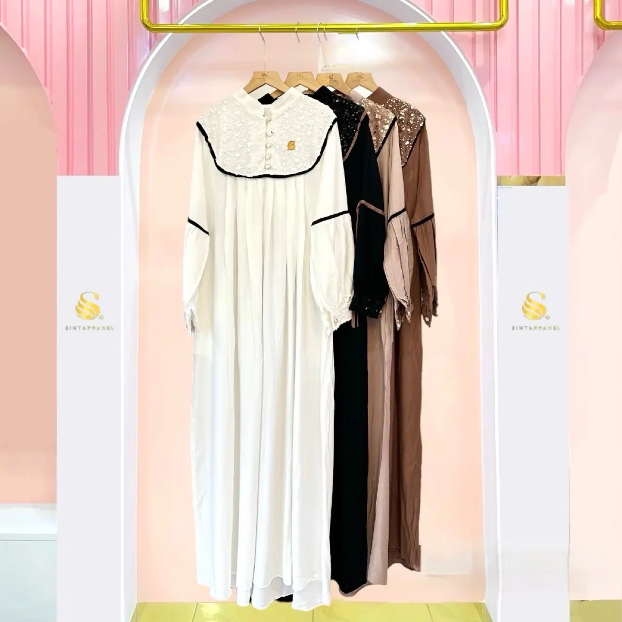 Qairy Dress Rayon Twill Payet Squin Wanita Gamis