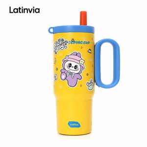 ถ้วยฉนวนสุญญากาศสแตนเลส ลาติส ใช้ได้กับน้ำร้อนและเย็น ความจุขนาดใหญ่ 750ML มาพร้อมหลอด เหมาะสำหรับกาแฟเย็น ชาฟองเย็น และน้ำมะพร้าวเย็น