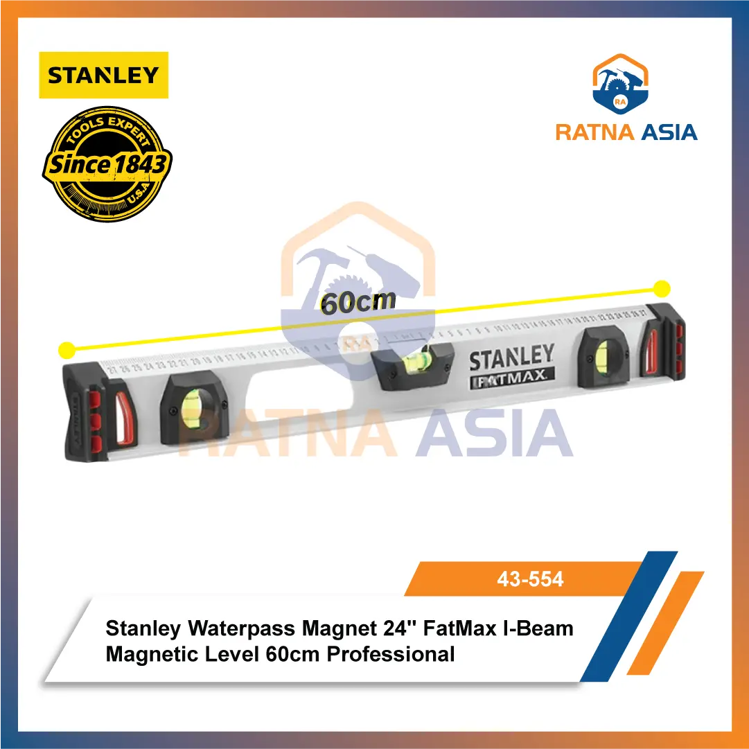 Stanley 43-554 Waterpass Magnet 24" FatMax I-Beam Magnetic Level 60cm Professional