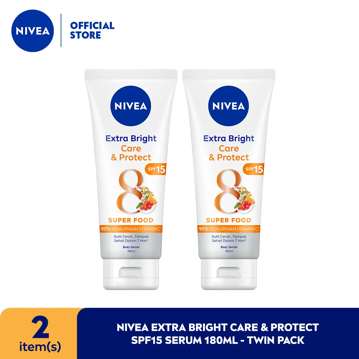 [SPECIAL PRICE!] NIVEA Extra Bright Care & Protect SPF15 Serum 180ml - Twin Pack