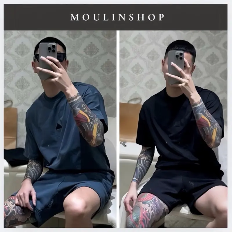 [High Quality] Bộ Quần Áo Nam A Đát Dập Logo Cao Su Nổi L1 Siêu Chất - Bộ Quần Áo Nam Chất Liệu Vải Cotton Cao cấp tấm Hút Mồ Hôi