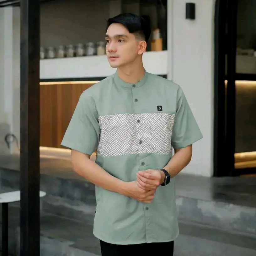 Baju Koko Kurta Pria Lengan Pendek Bahan Katun Halus Serap Keringat Katun