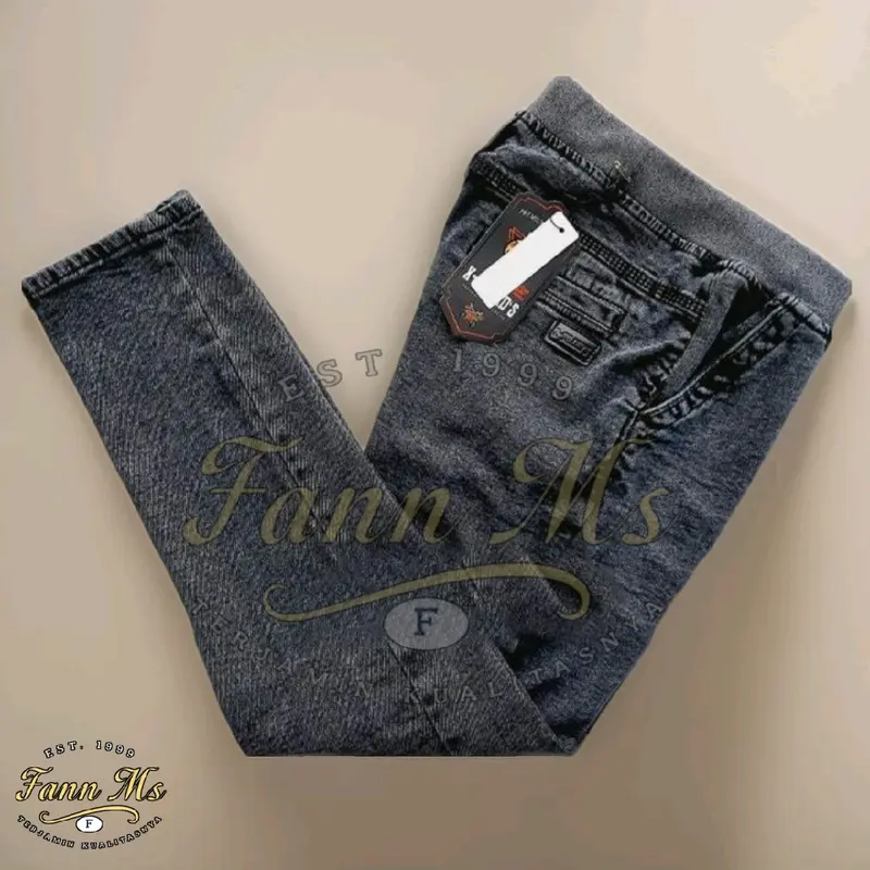 Celana Jeans Pria Kekinian – Bahan Adem Pinggang Karet & Harga Terbaik -  Slim Fit Tebal 0