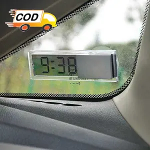 Jam Digital Mobil LCD Mini dengan Tanggal Tempel Kaca Dasbor Keren