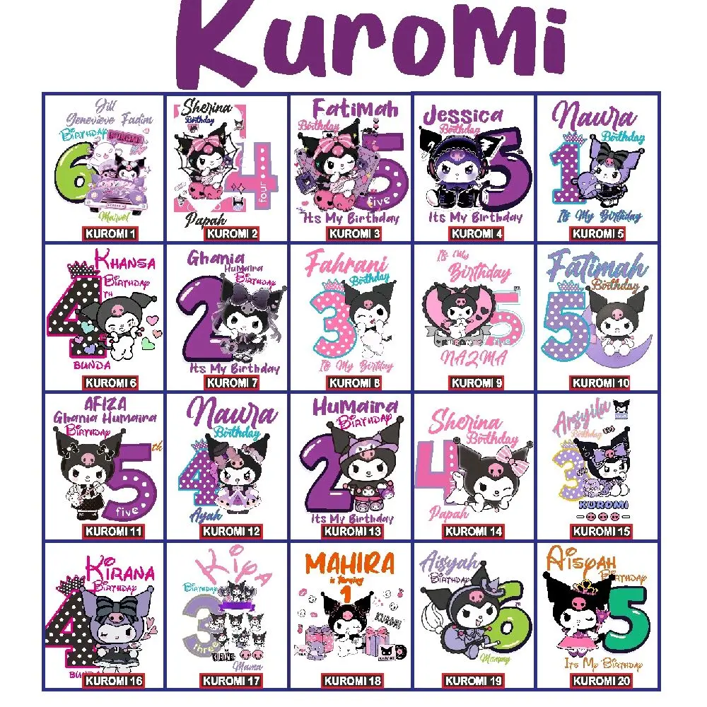 KUROMI KAOS COUPLE FAMILY BIRTHDAY/KAOS ULANG TAHUN ANAK DAN KELUARGA/KAOS CUSTOM ULANG TAHUN ANAK/KAOS COUPLE ANAK