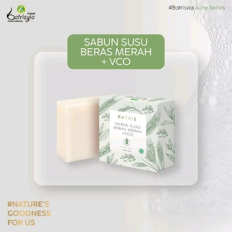 Batrisyia Sabun VCO Beras Merah - Mencerahkan Wajah Berminyak Berjerawat 3
