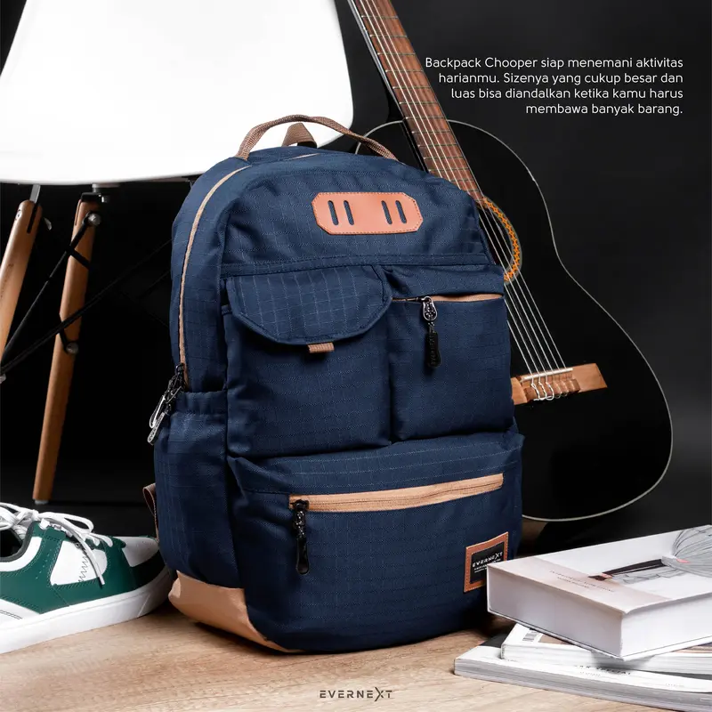 EVERNEXT Ransel Laptop Backpack Chooper Tas Punggung Pria Outdoor Sekolah Pria Kuliah Wanita 6