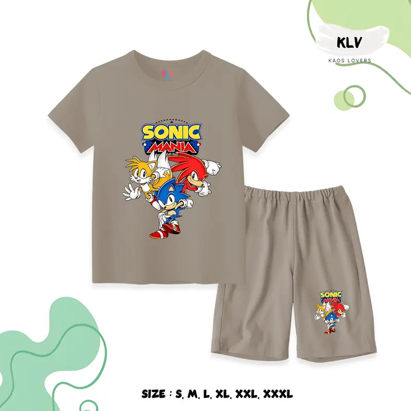 Setelan Kaos Anak Motif Sonic Mania Lengan Pendek Laki-laki Perempuan 2