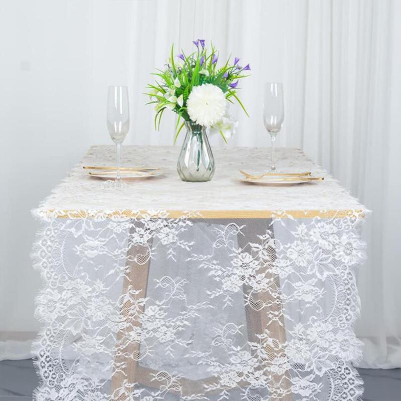Product Introduction of 10FT Embroidered Floral Lace Table Runner Vintage White/ Black Wedding Dining Table Decorations Table Cover For Wedding Party 18