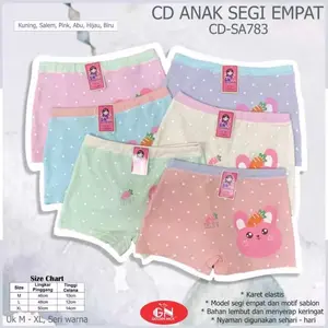 (Doxxastore) 3,6,12Pcs Celana Dalam Boxer Segiempat Anak Perempuan Goldennick GN SA782 SA783