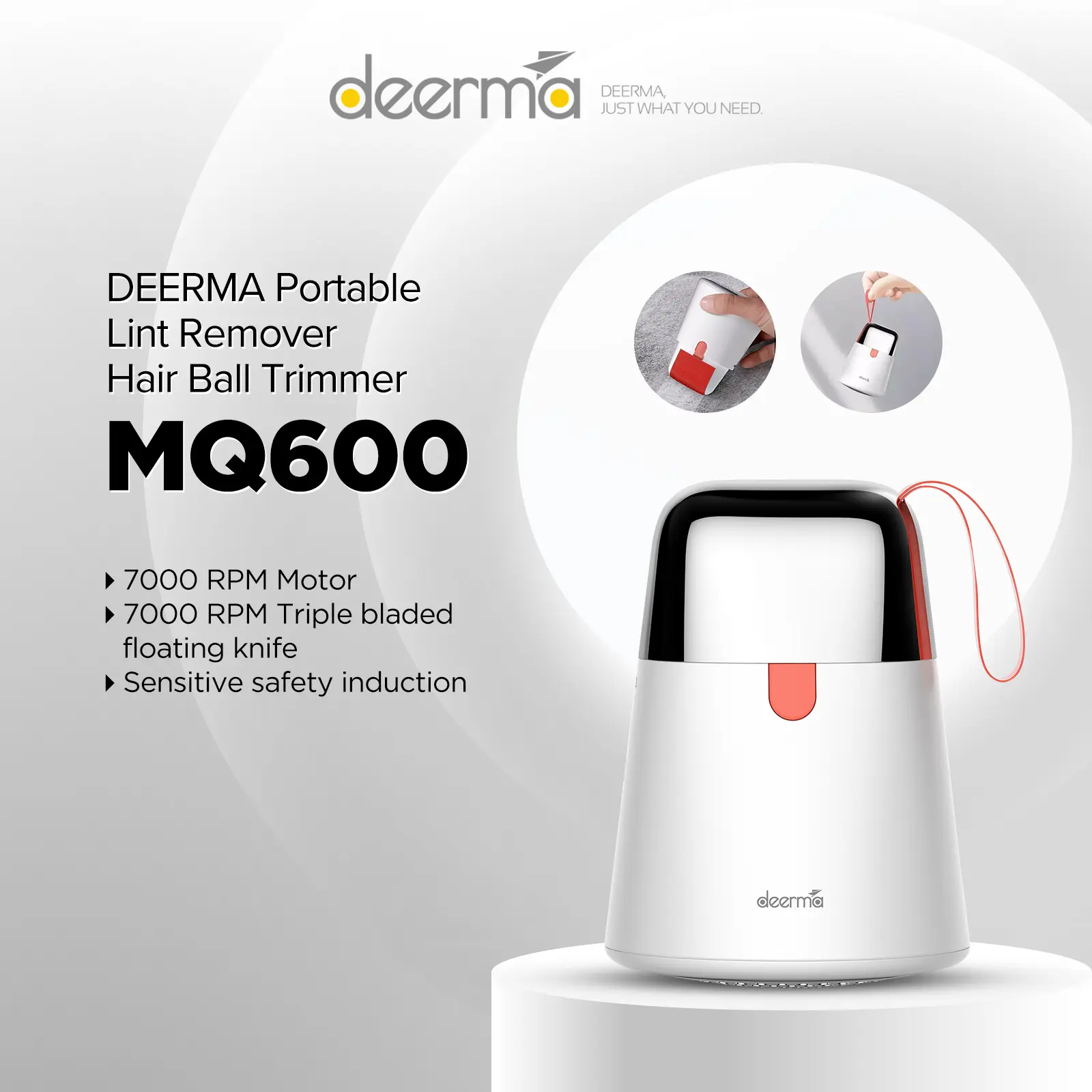 Deerma 2 In 1 Mini Hair Ball Trimmer / Lint Remover Shaver For Clothing / Rechargeable
