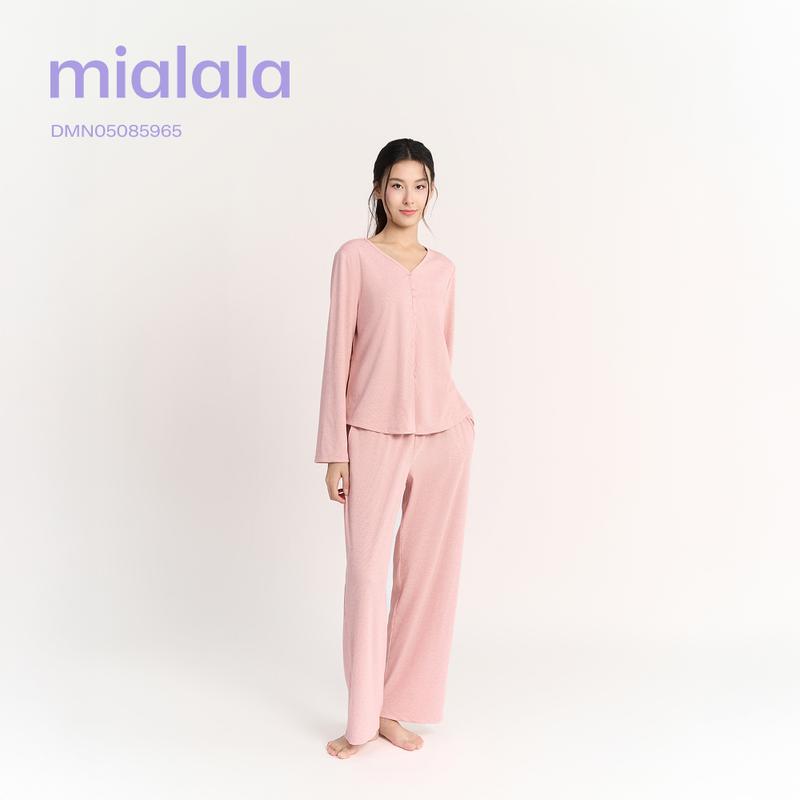  Mialala Bộ Mặc Nhà DMN05085965 Thiết Kế Cổ Tim Thoáng Cổ Dễ Chịu Vải Thun Gân Co Giãn Thoải Mái Với Cạp Chun 3cm Và Túi Sườn 