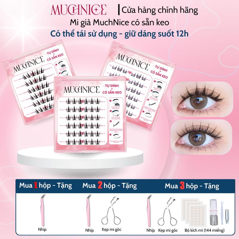 [Mua 3 Tặng 3] Hộp tiêu chuẩn mi giả tự dính không cần keo MuchNice cho người mới trang điểm, tái sử dụng nhiều lần