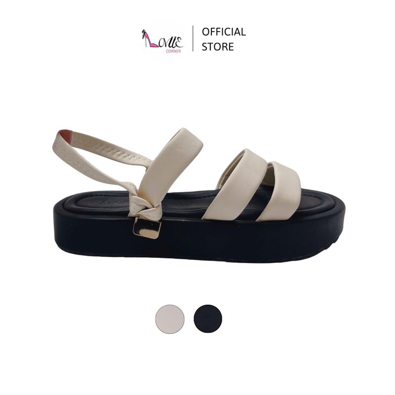 LOVIIECORNER - GIÀY NỮ MŨI TRÒN QUAI NGANG HỞ HẬU DÂY THUN - SANDAL NỮ THỜI TRANG DỄ PHỐI ĐÊ BẰNG 3 PHÂN - S240721
