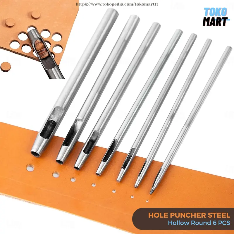 Set Alat Pelubang Kulit Round Hollow Leather Hole Puncher 6 PCS