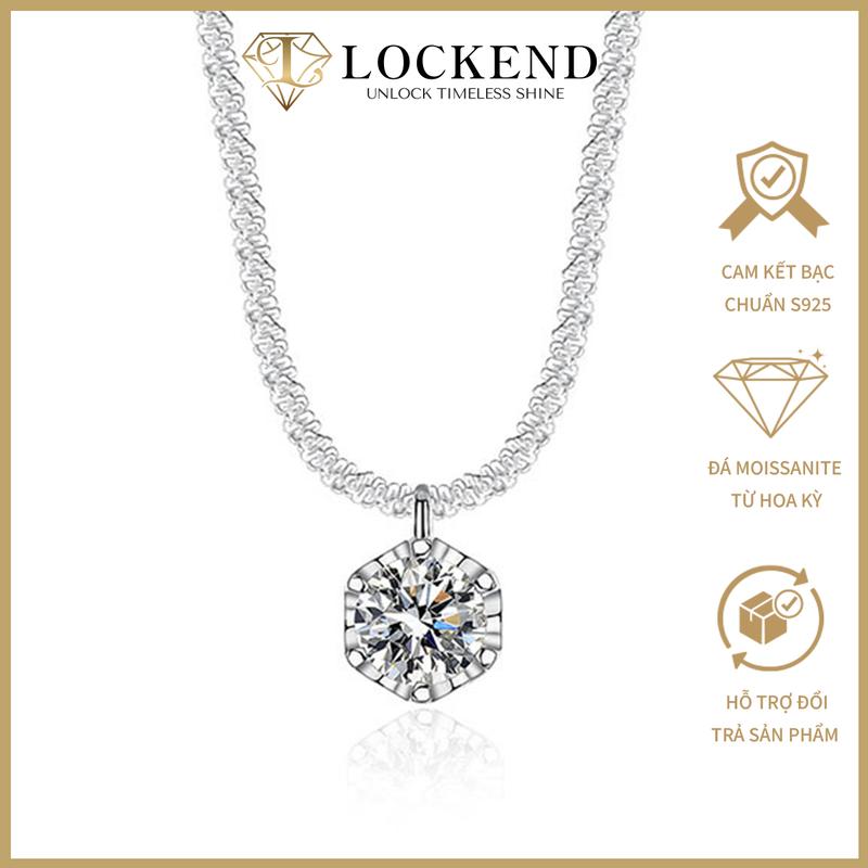   Lockend  Dây chuyền Nguyệt Quang bạc S925 đính đá Moissanite 1 carat màu D có chứng chỉ GRA sang trọng 
