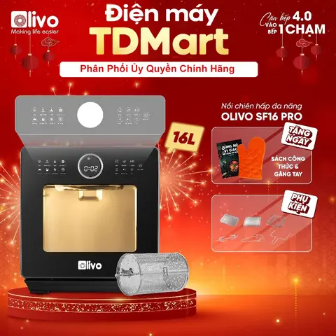 Nồi Chiên Hơi Nước OLIVO SF16 PRO, Bản Mới Nhất Có Tiếng Việt, 16Lit - 2800w, 70 Chức Năng Nấu, Hàng chính hãnġ