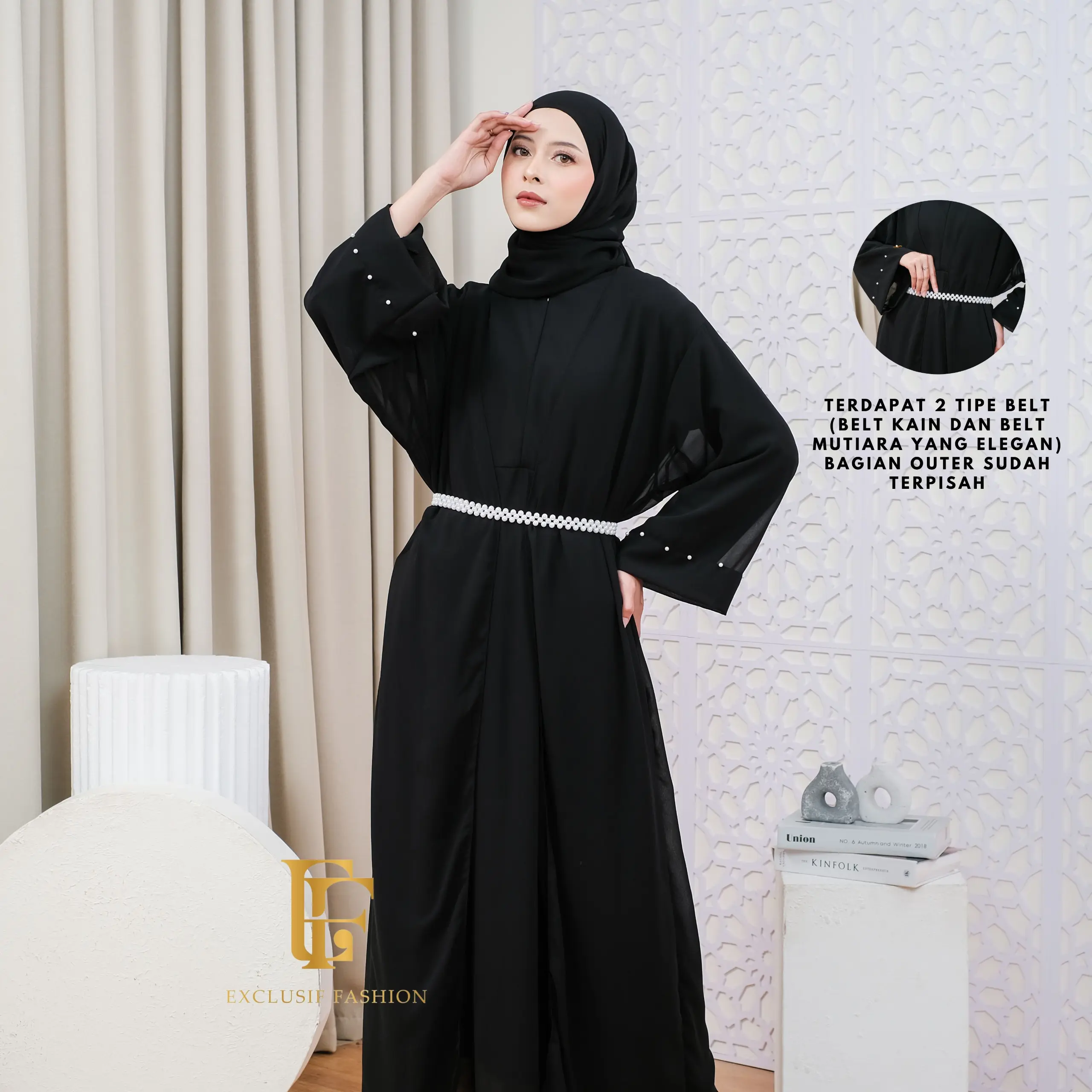 Alisha set abaya bahan ceruty babydoll full furing 4IN1 Busui friendly free pashmina Dress Gamis