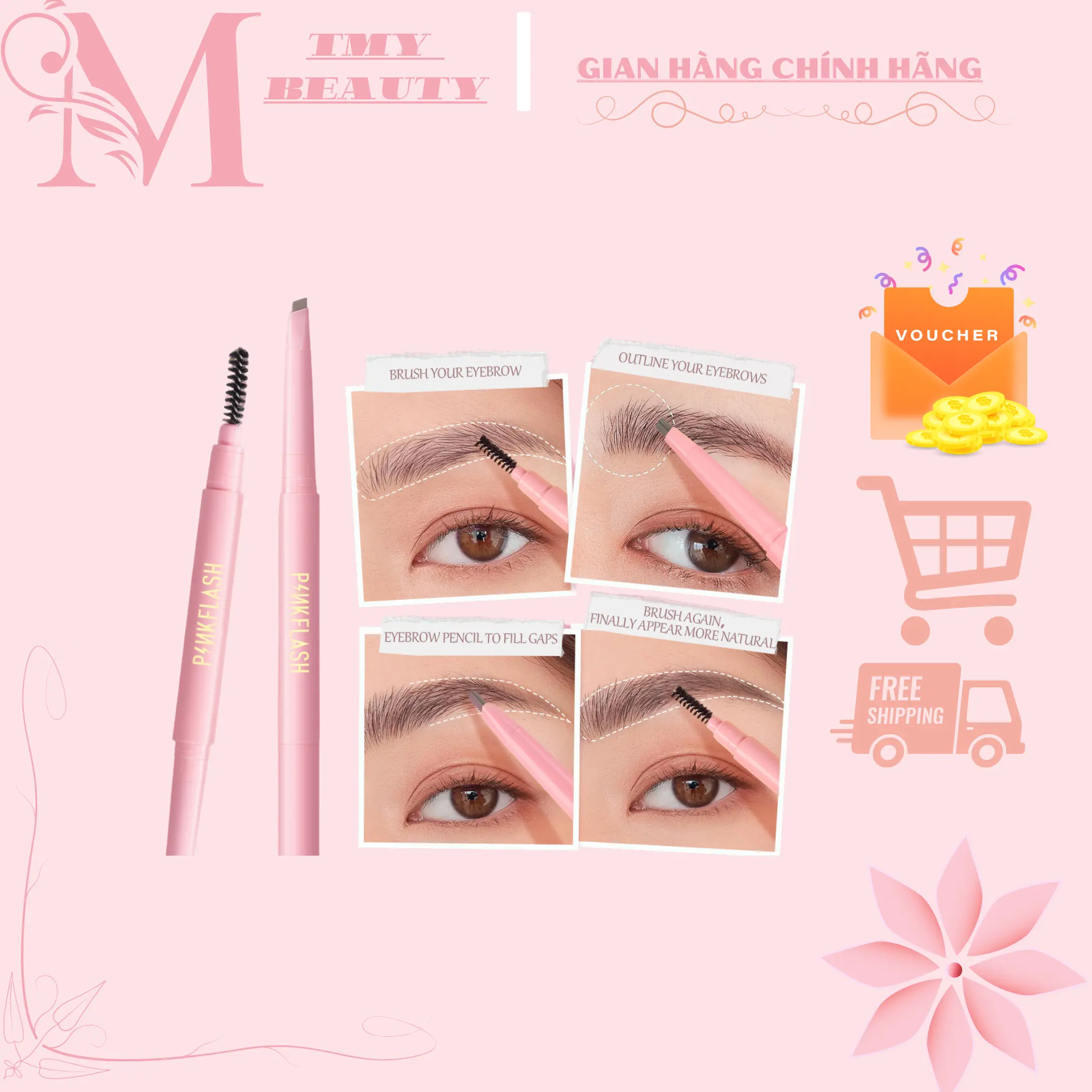 Bút Kẻ Lông Mày PINKFLASH OhMyEmoji Dễ Tán Chống Nước Giữ Màu(26)
