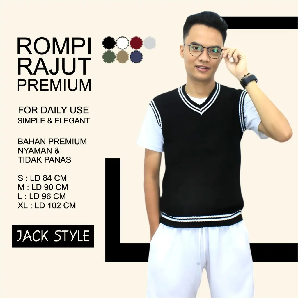 Rompi Rajut Wanita/PRIA Model Polos V Neck Knit Vest Rompi Seragam Sekolah