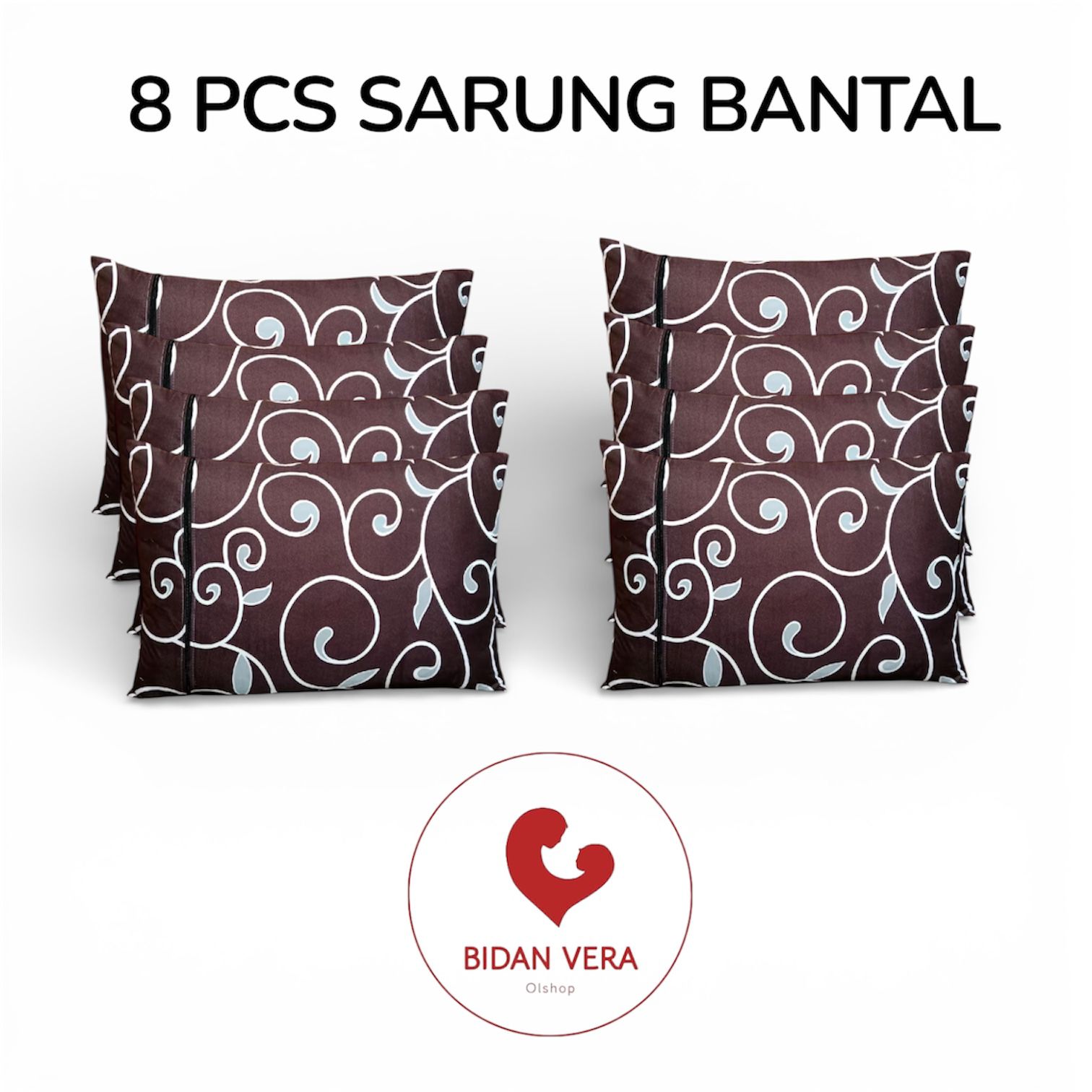 Bidan Vera Sarung Bantal Karakter Isi 8PCS Bahan Katun Resleting Ukuran 45x60cm Bebas Pilih Warna Motif Sarung Bantal Halus Lembut