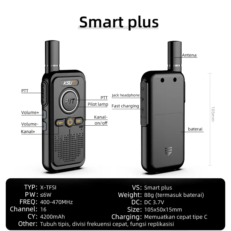 KSUN ht jarak jauh 5km murah walkie talkie UHF  handy talky 4200mAh 3