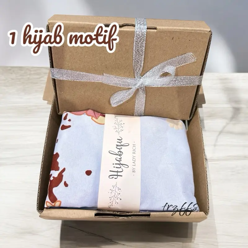 ￼Hampers Hijab Premium Motif Segiempat 115x115 Hijabqu By LADY RICH / Giftbox / Kado Ulang Tahun / Kado Wisuda 3