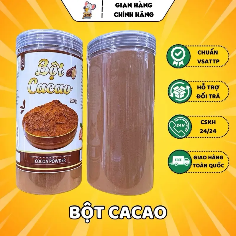 500Gr Bột CACAO Daklak Loại Đặc Biệt Nguyên Liệu - HÀNG TẦM TRUNG
