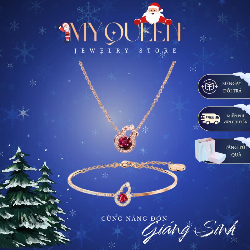  Combo HỒ LÔ MÁY MẮN gồm 1 dây chuyền hồ lô và 1 vòng tay hồ lô mang lại sự may mắn nét đẹp dịu dàng sang trọng cho người đeo chất  liệu titan mạ vàng hồng phụ kiện trang sức nữ 