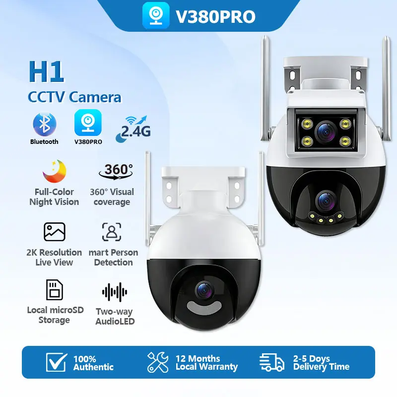 H1-P H1-AW V380 Pro CCTV  Pengintai Nirkabel Lensa Ganda 1080P HD + 10 Megapiksel｜Tahan Air Luar Ruangan ｜ PTZ PTZ 360 °｜Remote Control Seluler ｜Kamera Keamanan Luar Ruangan WiFi Camera Smart Cctv