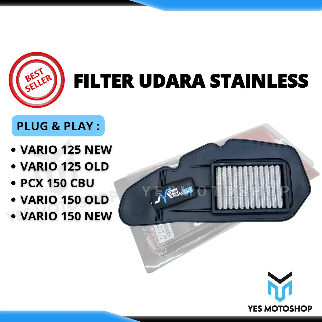 AIR FILTER UDARA STAINLESS VARIO 125 VARIO 150 PCX ADV STYLO NMAX AEROX BEAT SCOOPY MIO J