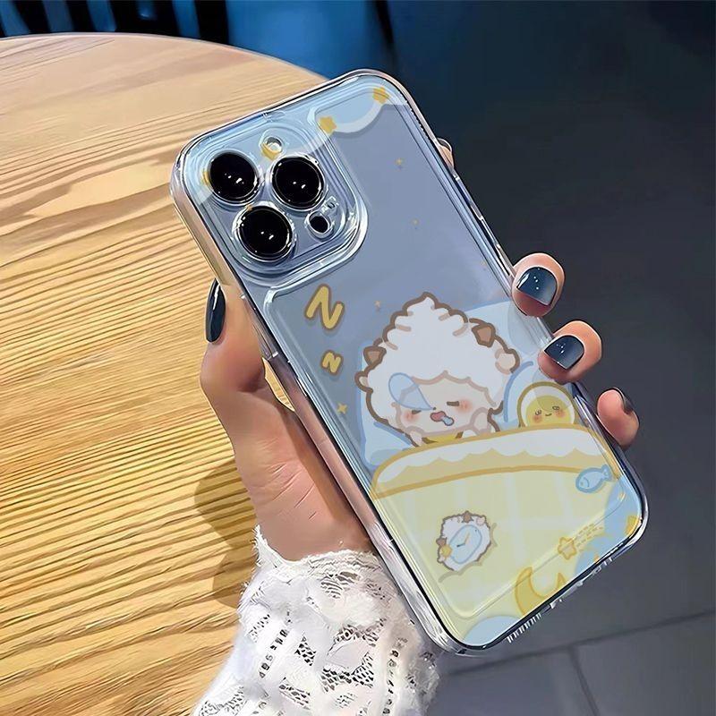 Siêu rẻ! Ốp lưng space chống vàng, bảo vệ camera, cừu con đang ngủ, phù hợp mọi dòng iPhone