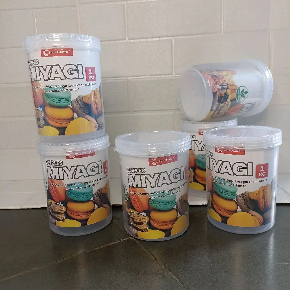 (6pcs)toples miyagi 1kg plastik toples kue bulat