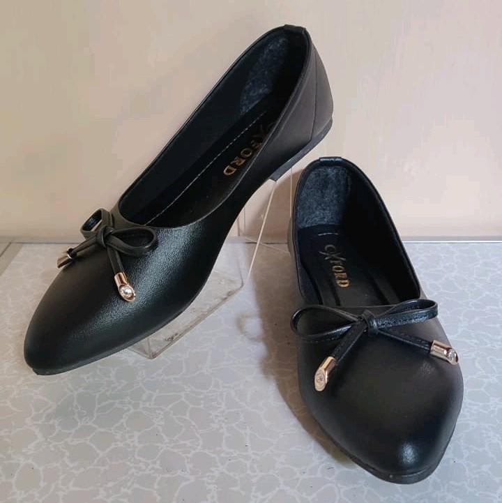 Flatshoes Wanita Kerja Oxfordshp Simple Pita Hitam 3