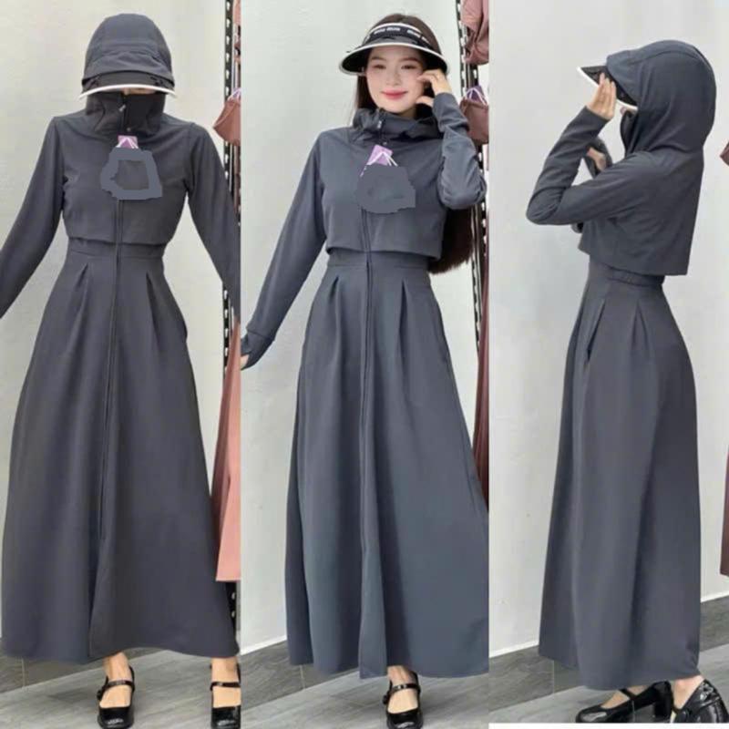 Váy Áo Chống Nắng Toàn Thân Dáng Croptop, Chất Liệu Vải Umi Hàn Dày Dặn Cho Nữ, Chống Nắng Chống Tia UV ( Áo 2 lớp, tay áo và thân dưới 1 lớp ) Hàng Loại 1