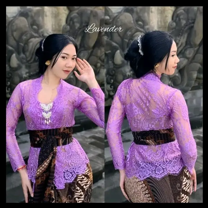 baju kebaya brokat jadi Stretch / kebaya Bali brokat modern wisuda (hanya kebaya) kebaya brokat kutubaru bali Pesta Kondangan baju tradisional Atasan Wanita 2
