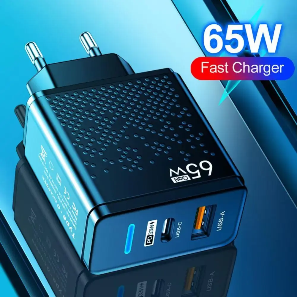Aubess Kepala Charger PD Charging QC3.0 Dual Port Universal 65W - GAN001 Adapter Adaptor Aksesoris Gadget Plastik