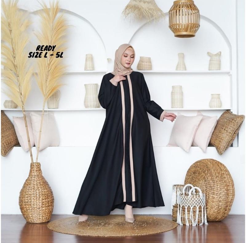 ABAYA ARABIAN BASIC NBC 01 HITAM BAHAN CRINKLE POLOS CANTIK ADEM BUSUI FRIENDLY MURAH STYLE CASUAL Airflow Muslim 1