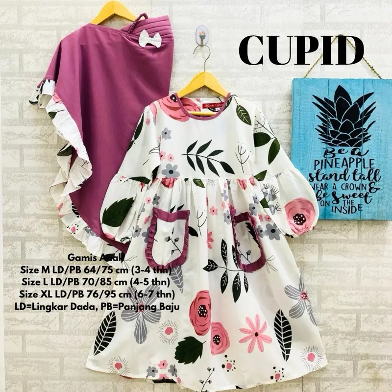 WHITELILY | SET GAMIS ANAK PEREMPUAN DAN JILBAB | 3-7 TAHUN Katun Twill Muslim Panjang 0