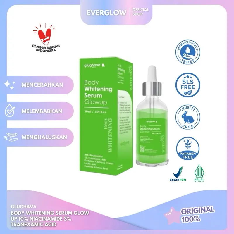 GLUGHAVA - Glughava Body Whitening Serum Glow Up - 10% Niacinamide + 3% Tranexamic Acid