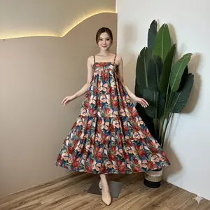 Erika Dress Rayon Premium Motif Tanpa Lengan Bahan Rayon Viscose Ukuran All Size Lingkar Dada 120 Cm Panjang 135 Cm Saku Kanan Belakang Karet Smoke