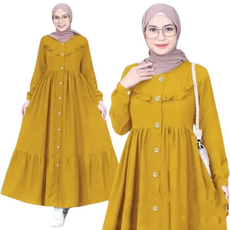 Gamis Archia Crinkle AirFlow Premium Dress Wanita terbaru lebaran 2025 Kancing Muslim gamis  remaja Panjang Wudhu Dewasa Lembut 5