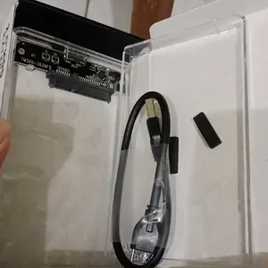 Kotak hard drive transparan eksternal, kotak hard drive 2,5 inci kompatibel dengan HDD SSD, USB3.0 kecepatan tinggi, transparan dan sangat keren