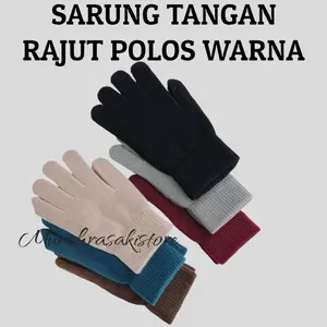 1 pasang sarung tangan rajut polos warna