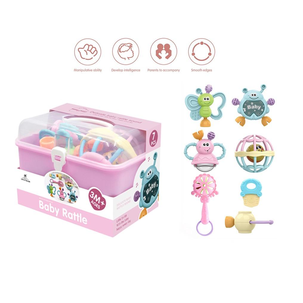 Baby Teether Rattle Teething 7PC Kit Mainan Gigitan Bayi Gigitan Bayi Teether Mainan Bayi 6 Bulan L324