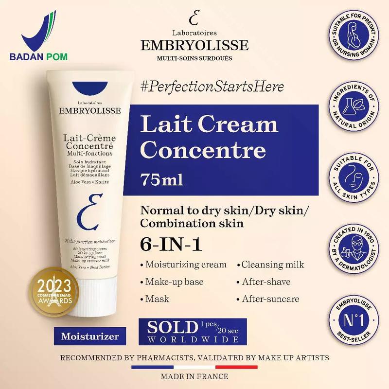 Embryolisse Lait-Creme Concentre 75ml Miracle Cream 6 IN 1 Pelembab Moisturizer Wajah Makeup Base Primer 1pcs 0