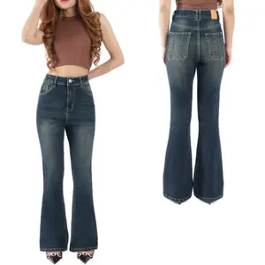 Celana jeans wanita model cutbray berwarna Dark Bio Spray berbahan stretch nyaman 206.2