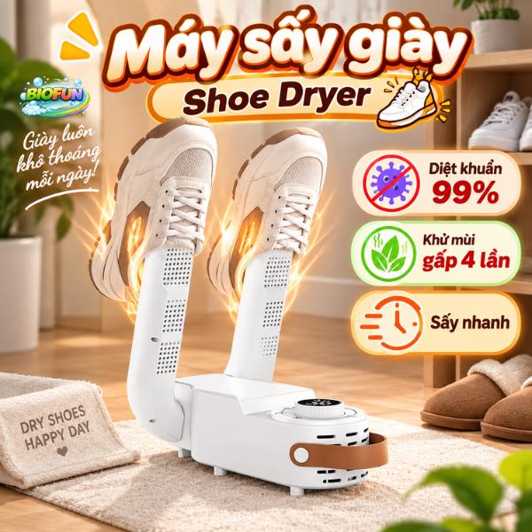 Máy Sấy Giày Khử Mùi Bằng Tia Cực Tím Thông Minh Có Hiển Thị Nhiệt Độ Xoay 360 Shoe Dryer