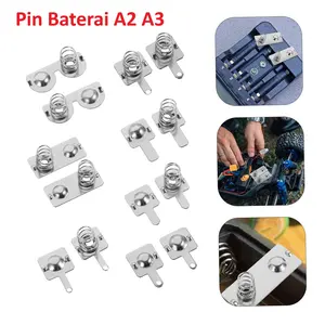 Pin Terminal Baterai AA AAA A2 A3 Sepasang Plat Terminal PCB Spring Holder Konektor BATERE Positif Negatif